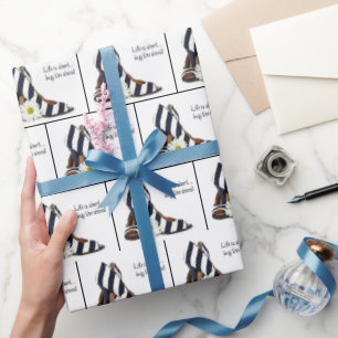 Striped Pumps With Daisy Wrapping Paper