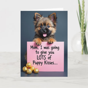 Striped Puppy Kisses Mom Card