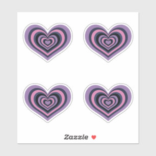 Striped Purple Heart Sticker Set - Modern Retro