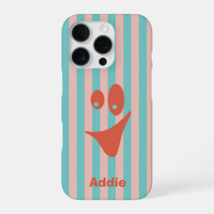 Striped Quirky Funny Face iPhone 16 Pro Case