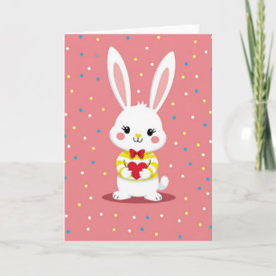 Striped Rabbit Heart Pattern Card