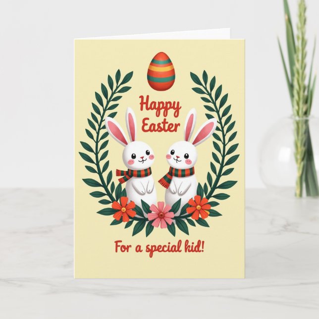 Striped Rabbits Easter Card (Front)