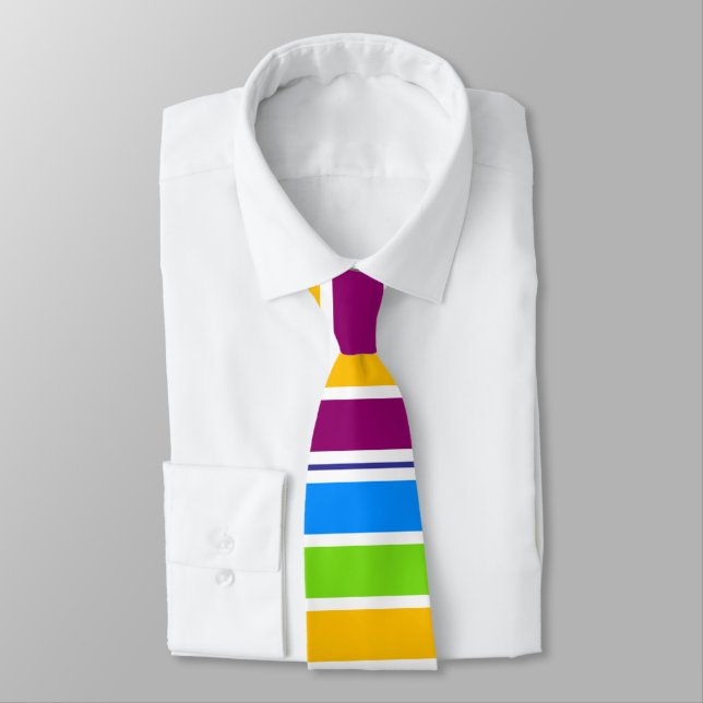 Striped Rainbow Coloured Tie (Tied)