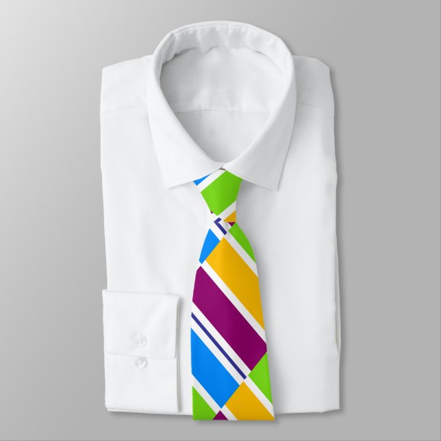 Striped Rainbow Coloured Tie (Tied)