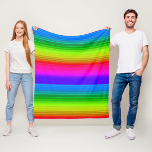 Striped rainbow fleece blanket