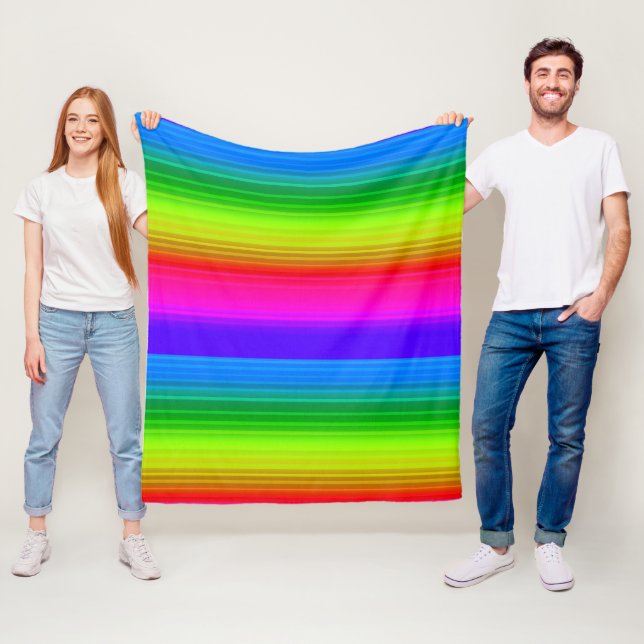 Striped rainbow fleece blanket (In Situ)