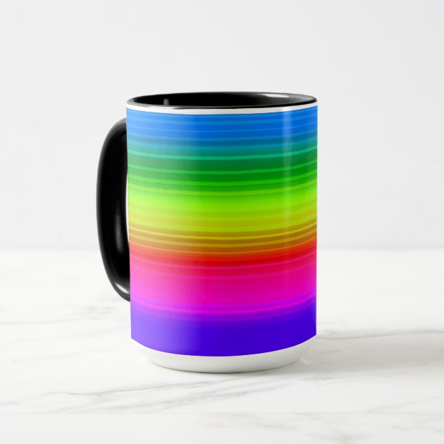 Striped rainbow mug (Front Left)