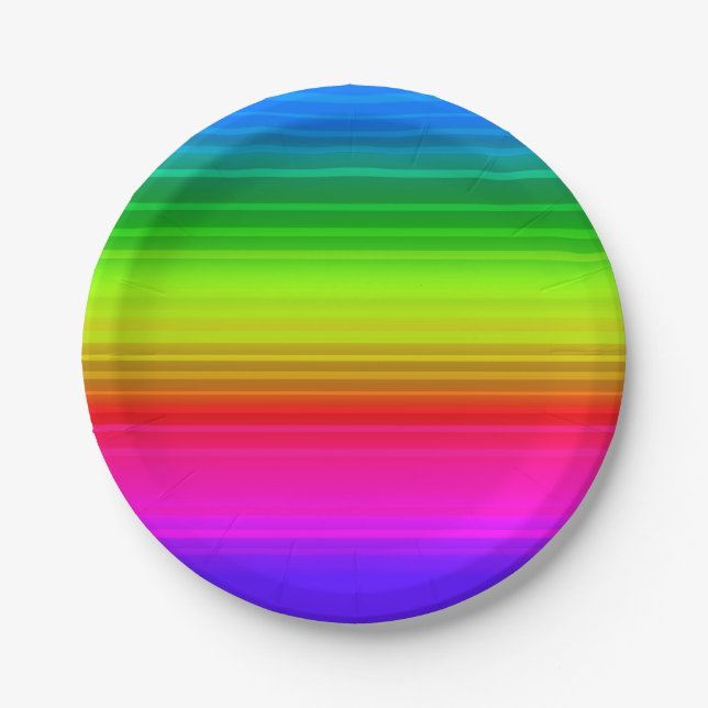 Striped rainbow paper plate (Front)