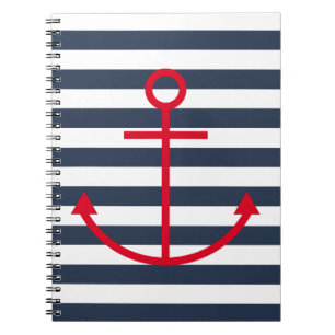 Striped Red Anchor Notebook