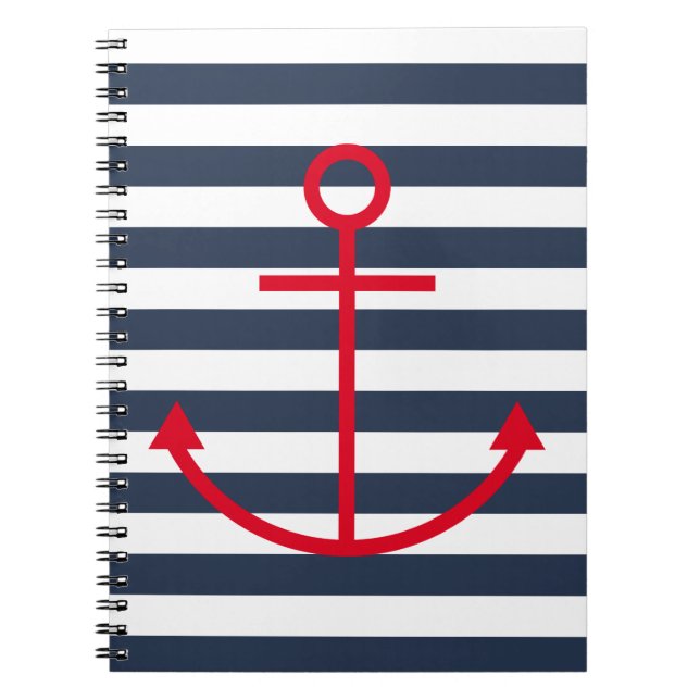 Striped Red Anchor Notebook (Front)