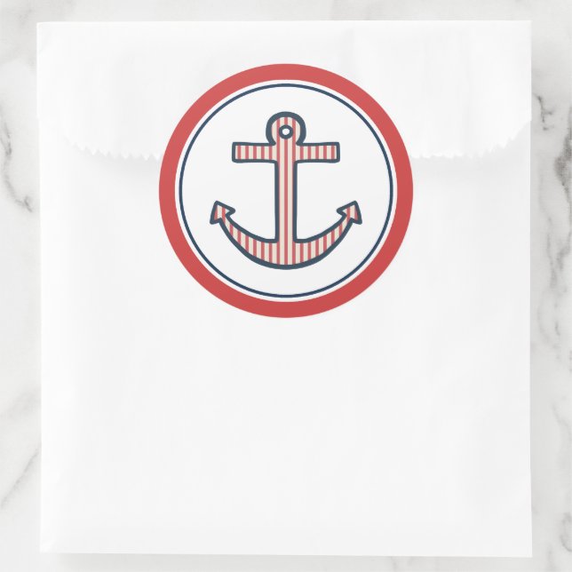 Striped Red Anchor Stickers (Bag)