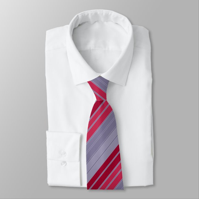 Striped red and grey simple pattern  tie (Tied)