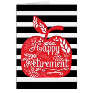 Striped Red Apple Teacher Retirement