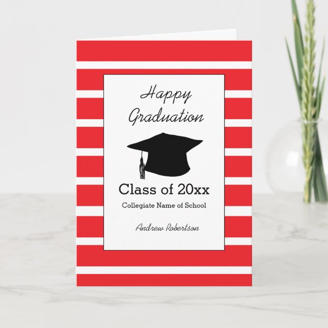 Striped Red Class of 2025 Graduation Card (Front)