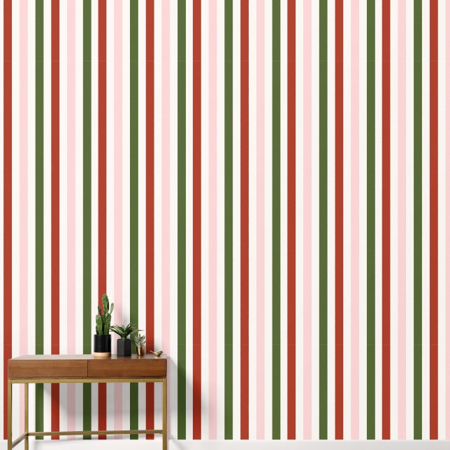 Striped Red Green Christmas Wallpaper (Hallway)
