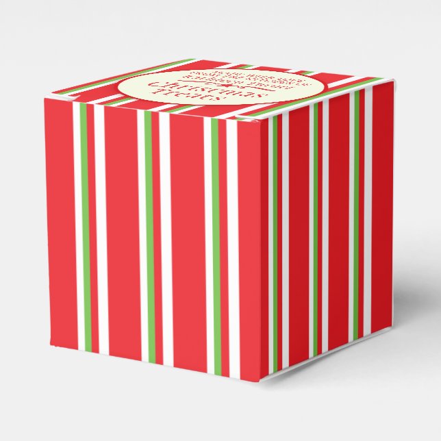 Striped red green cookie swap baking gift box (Front Side)