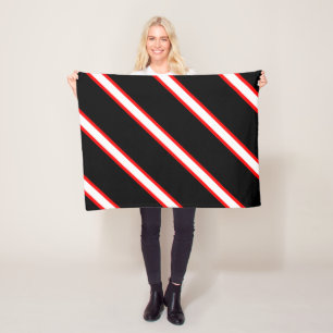 Striped Red White and Black Fleece Blanket