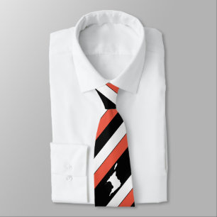 Striped Red White Black with Trinidad Map on BLACK Tie