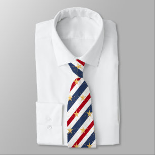 Striped Red White & Blue 2 Gold Star Spangled Tie