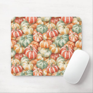 Striped Red White Green Pumpkins Mouse Pad