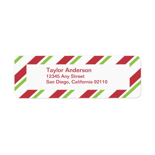Striped Return Address Label - red green (Front)
