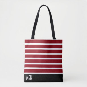 Striped RM Monogram Tote Bag
