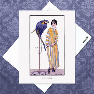 Striped Robe Parrot Gerda Wegener Fashion Postcard