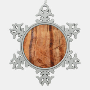 Striped Rock of Double Arch Alcove II at Zion Snowflake Pewter Christmas Ornament