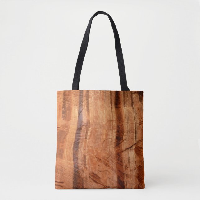 Striped Rock of Double Arch Alcove II at Zion Tote Bag (Front)