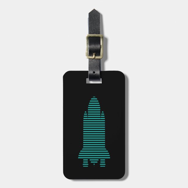 striped rocket luggage tag (Front Vertical)