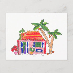 Striped Roof House Postcard