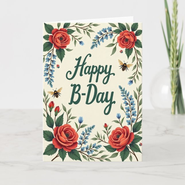 Striped Rose Blossom Card (Front)