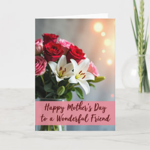 Striped Roses And Lilies Card