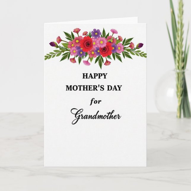 Striped Roses For Grandmother Card (Front)