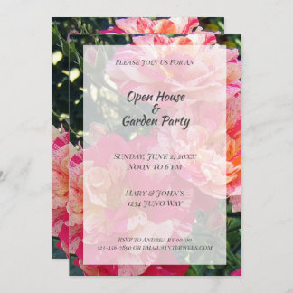 Striped Roses Open House Garden Party Invitations