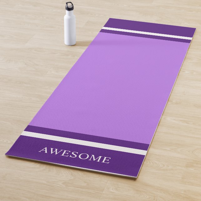 Striped Royal Purple & White on Light Violet Yoga Mat (In Situ)