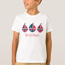 Striped Sailboats Personalised T-Shirt