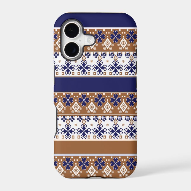Striped scandinavian pattern brown blue (Back)