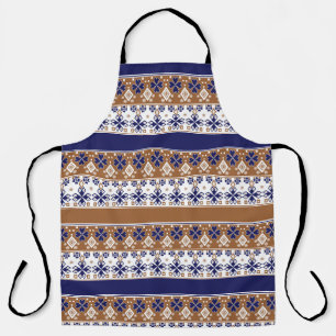 Striped scandinavian pattern brown blue apron