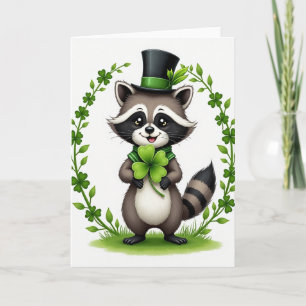 Striped Scarf Raccoon Card