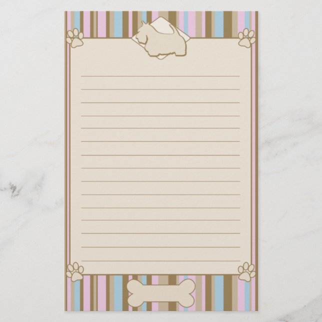 Striped Scottish Terrier Stationery (Front)