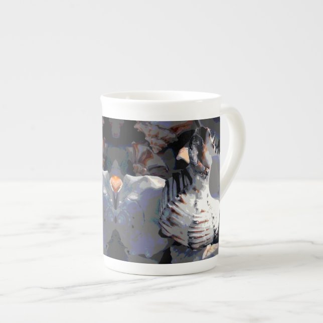 Striped Sea Shell Bone China Mug (Front Right)