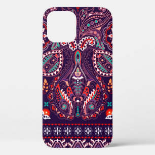 Striped seamless pattern. Floral wallpaper. Colorf iPhone 12 Case
