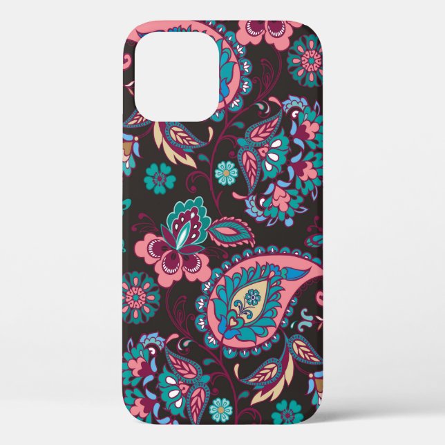 Striped seamless pattern with paisley on black bac Case-Mate iPhone case (Back)