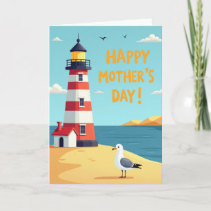 Striped Seashore Scene Card
