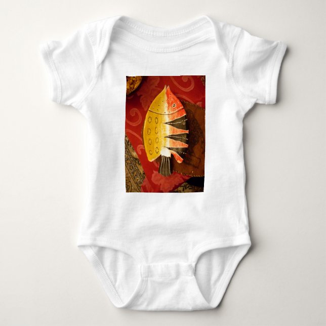 Striped Sensation Tiger Barb Fish Art Print Baby Bodysuit (Front)