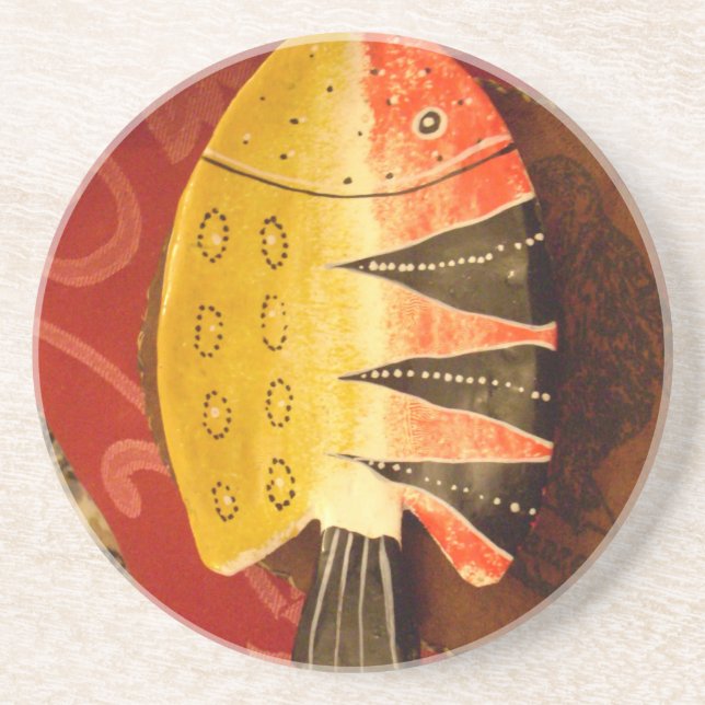 Striped Sensation Tiger Barb Fish Art Print Coaster (Front)