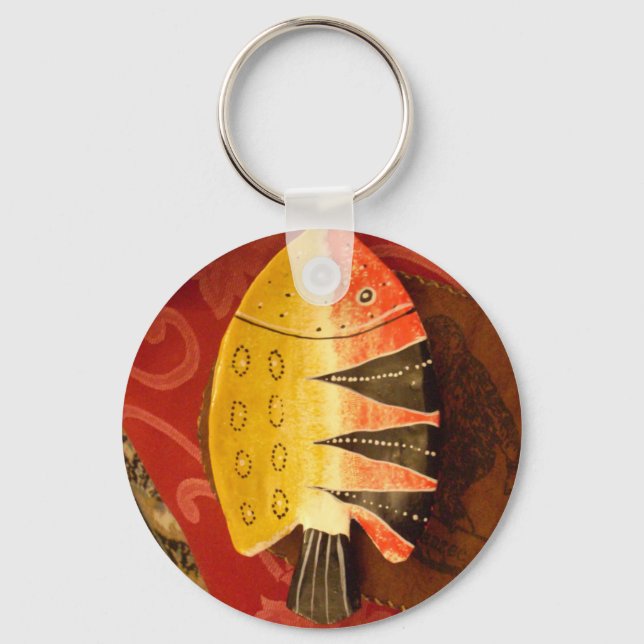 Striped Sensation Tiger Barb Fish Art Print Key Ring (Front)
