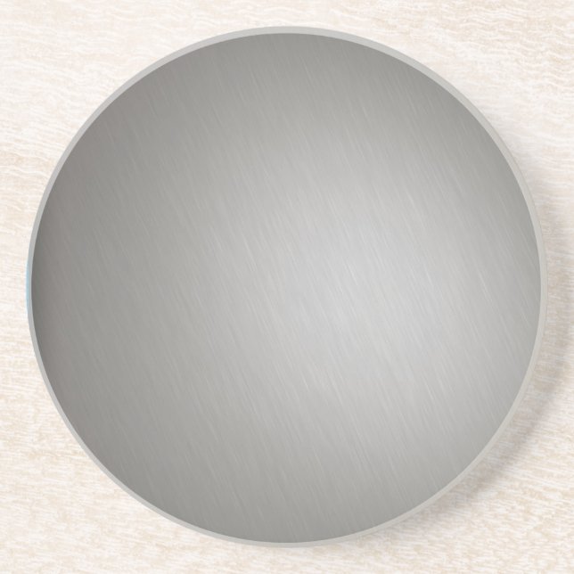 Striped Silver Brushed Aluminium Coaster (Front)