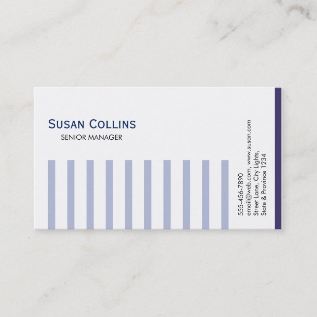 Striped Simple Modern Elegant Professional Business Card (Front)